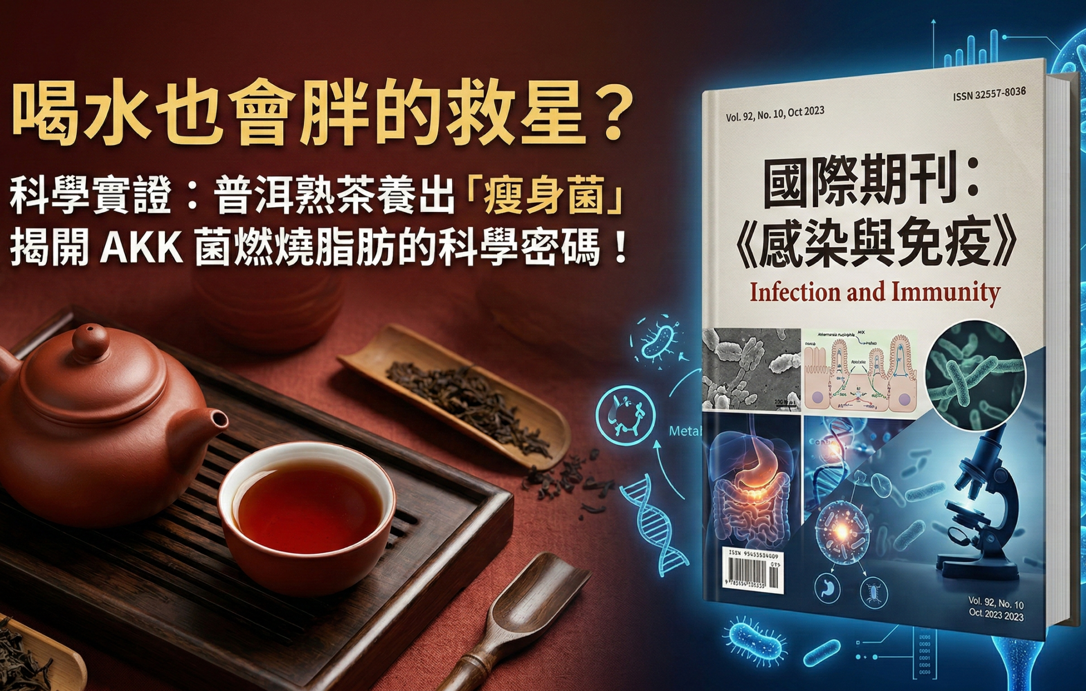 喝水也會胖的救星？科學實證：普洱熟茶養出「瘦身菌」！揭開 AKK 菌燃燒脂肪的科學密碼