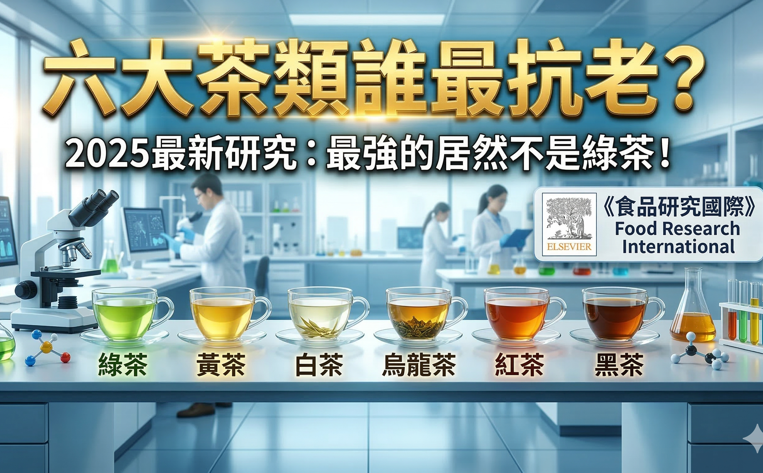 2025最新六大茶類抗老排名研究，黑茶與普洱熟茶奪冠，打敗綠茶。