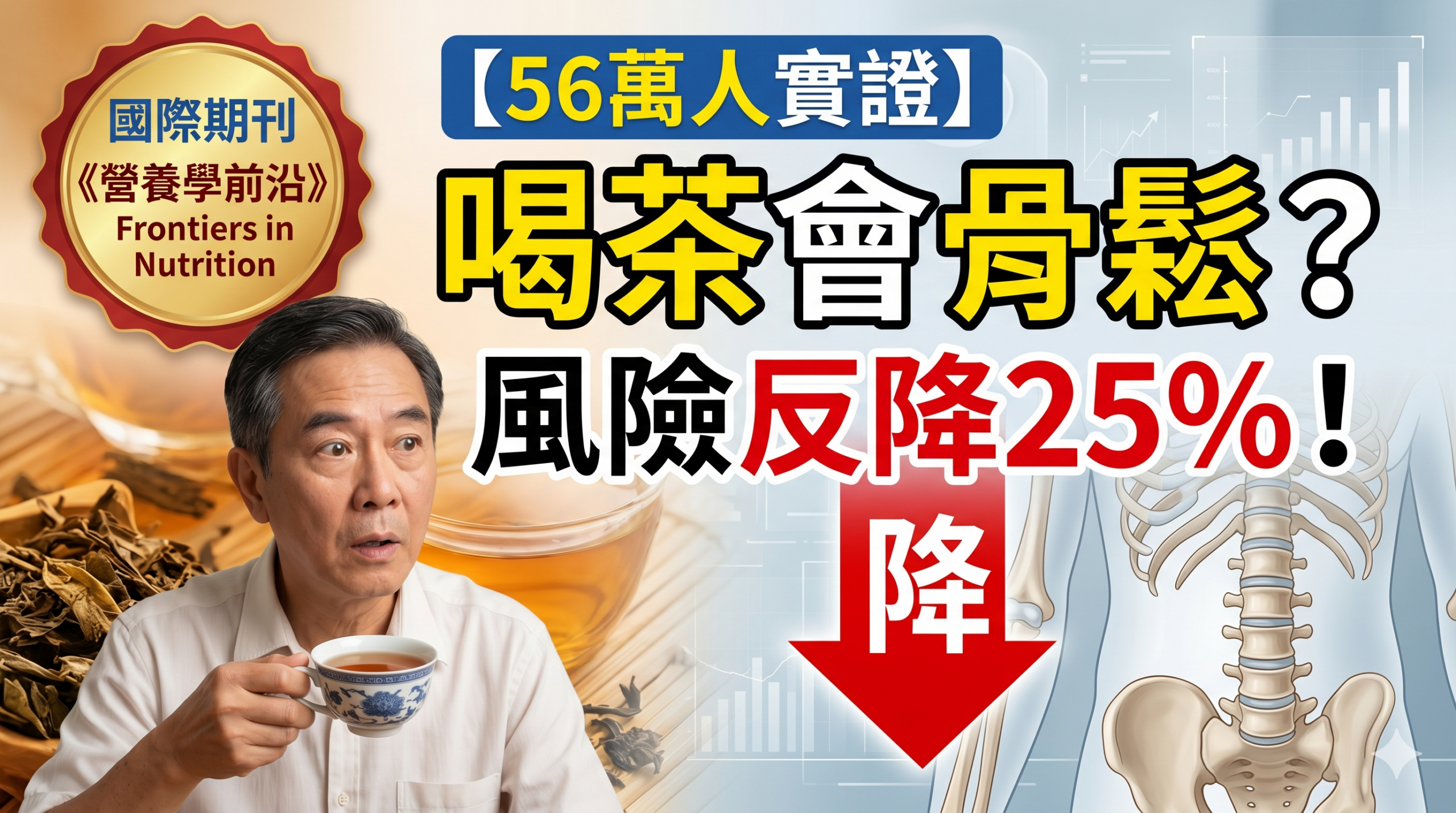 喝茶會骨質疏鬆嗎？台大與跨國56萬人大數據實證喝茶降低風險25%