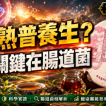普洱熟茶、茶褐素與腸道菌示意圖，說明 2026 年國際期刊研究指出熟普養生關鍵可能在腸道菌。